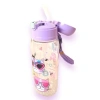 500ml Pipetli Matara, Lila Renk ve Kedi Desenli