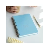 A5 Spiralli Sert Kapak Keten Kareli Defter, Mavi