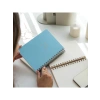 A5 Spiralli Sert Kapak Keten Kareli Defter, Mavi