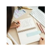 A5 Spiralli Sert Kapak Keten Kareli Not Defteri - Mercan Renk