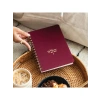 A5 Spiralli Sert Kapak Keten Noktalı Not Defteri - Bordo