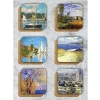 Ahşap Claude Monet Temalı Bardak Altlığı 6lı Set (9 x 9 cm)