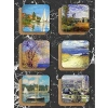 Ahşap Claude Monet Temalı Bardak Altlığı 6lı Set (9 x 9 cm)
