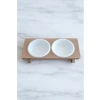 Ahşap Demonte Kedi Mama ve Su Kabı - 2 Plastik Taslı