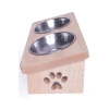 Ahşap demonte mama ve su kabı, kedi ve köpekler için pratik kullanım