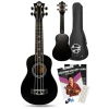 Ahşap Gövde ve Sap ile Başlangıç Seviyesi Siyah Ukulele Seti