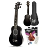 Ahşap Gövde ve Sap ile Başlangıç Seviyesi Siyah Ukulele Seti