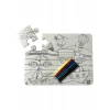 Akademi Çocuk Funny Mat - Washable Puzzle: Taşıtlar- Birleştir Boya! (12 Parça Puzzle + 6 Adet Kalem Hediye)