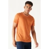 Altınyıldız Classics Erkek Turuncu Slim Fit Dar Kesim Bisiklet Yaka Keten Görünümlü Tişört