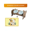 Ayarlanabilir Çift Hazneli Seramik Kedi Mama ve Su Kabı Seti
