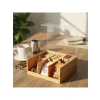 Bambu 6 Bölmeli Çay Kutusu - Şeffaf Kapaklı, Doğal Malzeme