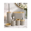Bambu Detaylı 8L Çöp Kovası, 24x26x16 cm Banyo Seti