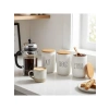 Bambu Kapaklı Seramik Kavanoz Seti - 3lü