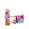 Barbie Veteriner Mini Oyun Seti Sarışın bebek, 2 hayan figürü ve aksesuarlar dahil Barbie Hayvan Kurtarma ve İyileştirme oyun seti HRG50