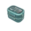 Bento 1650ml Lunchbox 2 Katlı 3 Bölmeli Paslanmaz Çelik Sefer Tası Yemek Kutusu (Yeşil)