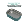 Bento 1650ml Lunchbox 2 Katlı 3 Bölmeli Paslanmaz Çelik Sefer Tası Yemek Kutusu (Yeşil)
