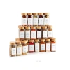 Cam Baharatlık Seti - 12 Adet, Bambu Kapaklı, Etiketli