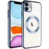 Case 4U Apple iPhone 11 Kılıf Kamera Korumalı Wireless Şarj Özellikli Sert PC Riksos Magsafe Silikon Kapak Sierra Mavisi