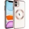 Case 4U Apple iPhone 11 Kılıf Kamera Korumalı Wireless Şarj Özellikli Sert PC Riksos Magsafe Silikon Kapak Rose Gold
