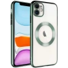 Case 4U Apple iPhone 11 Kılıf Kamera Korumalı Wireless Şarj Özellikli Sert PC Riksos Magsafe Silikon Kapak Koyu Yeşil