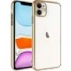Case 4U Apple iPhone 11 Kılıf Sert PC Renkli Çerçeveli Riksos Silikon Kapak Altın
