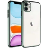 Case 4U Apple iPhone 11 Kılıf Sert PC Renkli Çerçeveli Riksos Silikon Kapak Yeşil