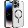 Case 4U Apple iPhone 11 Pro Max Kılıf Kamera Lens Korumalı Magsafe Şarj Kılıfı Şeffaf Renkli Yumuşak Demre Kapak Siyah