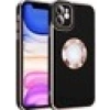 Case 4U Apple iPhone 12 Kılıf Kamera Korumalı Parlak Kenarlı Altın Işlemeli Renkli Logo Gösteren Kongo Kapak Siyah