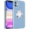 Case 4U Apple iPhone 12 Kılıf Kamera Korumalı Parlak Kenarlı Altın Işlemeli Renkli Logo Gösteren Kongo Kapak Mavi