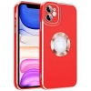 Case 4U Apple iPhone 12 Kılıf Kamera Korumalı Parlak Kenarlı Altın Işlemeli Renkli Logo Gösteren Kongo Kapak Kırmızı