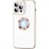 Case 4U Apple iPhone 12 Pro Max Kılıf Kamera Korumalı Parlak Kenarlı Altın Işlemeli Renkli Logo Gösteren Kongo Kapak Beyaz