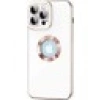 Case 4U Apple iPhone 12 Pro Max Kılıf Kamera Korumalı Parlak Kenarlı Altın Işlemeli Renkli Logo Gösteren Kongo Kapak Beyaz