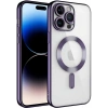 Case 4U Apple iPhone 12 Pro Max Kılıf Kamera Lens Korumalı Magsafe Şarj Kılıfı Şeffaf Renkli Yumuşak Demre Kapak Mor
