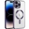 Case 4U Apple iPhone 12 Pro Max Kılıf Kamera Lens Korumalı Magsafe Şarj Kılıfı Şeffaf Renkli Yumuşak Demre Kapak Mor
