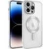 Case 4U Apple iPhone 12 Pro Max Kılıf Kamera Lens Korumalı Magsafe Şarj Kılıfı Şeffaf Renkli Yumuşak Demre Kapak Gümüş