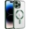 Case 4U Apple iPhone 12 Pro Max Kılıf Kamera Lens Korumalı Magsafe Şarj Kılıfı Şeffaf Renkli Yumuşak Demre Kapak Koyu Yeşil