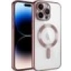 Case 4U Apple iPhone 12 Pro Max Kılıf Kamera Lens Korumalı Magsafe Şarj Kılıfı Şeffaf Renkli Yumuşak Demre Kapak Rose Gold