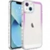 Case 4U Apple iPhone 13 Kılıf Simli ve Renk Geçiş Tasarımlı Lens Korumalı Park Kapak Pembe - Sarı