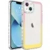 Case 4U Apple iPhone 13 Kılıf Simli ve Renk Geçiş Tasarımlı Lens Korumalı Park Kapak Pembe - Sarı
