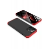 Case 4U Apple iPhone 13 Pro Kılıf 3 Parçalı Tam Koruma Sert Mika Ays Kapak Siyah Kırmızı