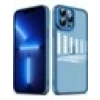 Case 4U Apple iPhone 13 Pro Kılıf Kamera Korumalı Parlak Tasarımlı Renkli Darbe Emici Transparan Post Kapak Mavi