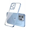 Case 4U Apple iPhone 13 Pro Max Kılıf Renkli Kenar Elektroplatin Kaplama Darbeye Dayanıklı Şeffaf Yüzey Gbox Kapak Lacivert