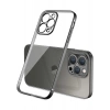 Case 4U Apple iPhone 13 Pro Max Kılıf Renkli Kenar Elektroplatin Kaplama Darbeye Dayanıklı Şeffaf Yüzey Gbox Kapak Siyah