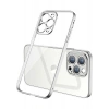 Case 4U Apple iPhone 13 Pro Max Kılıf Renkli Kenar Elektroplatin Kaplama Darbeye Dayanıklı Şeffaf Yüzey Gbox Kapak Gümüş