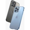 Case 4U Apple iPhone 13 Pro Max Kılıf Renkli Kenar Elektroplatin Kaplama Darbeye Dayanıklı Şeffaf Yüzey Gbox Kapak Gümüş