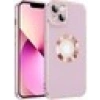 Case 4U Apple iPhone 14 Kılıf Kamera Korumalı Parlak Kenarlı Altın Işlemeli Renkli Logo Gösteren Kongo Kapak Mor