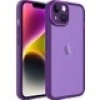 Case 4U Apple iPhone 14 Plus Kılıf Kamera Korumalı Parlak Tasarımlı Renkli Darbe Emici Transparan Post Kapak Derin Mor
