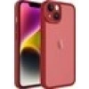 Case 4U Apple iPhone 14 Plus Kılıf Kamera Korumalı Parlak Tasarımlı Renkli Darbe Emici Transparan Post Kapak Kırmızı
