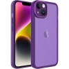 Case 4U Apple iPhone 14 Plus Kılıf Kamera Korumalı Parlak Tasarımlı Renkli Darbe Emici Transparan Post Kapak Derin Mor