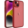Case 4U Apple iPhone 14 Plus Kılıf Kamera Korumalı Parlak Tasarımlı Renkli Darbe Emici Transparan Post Kapak Kırmızı